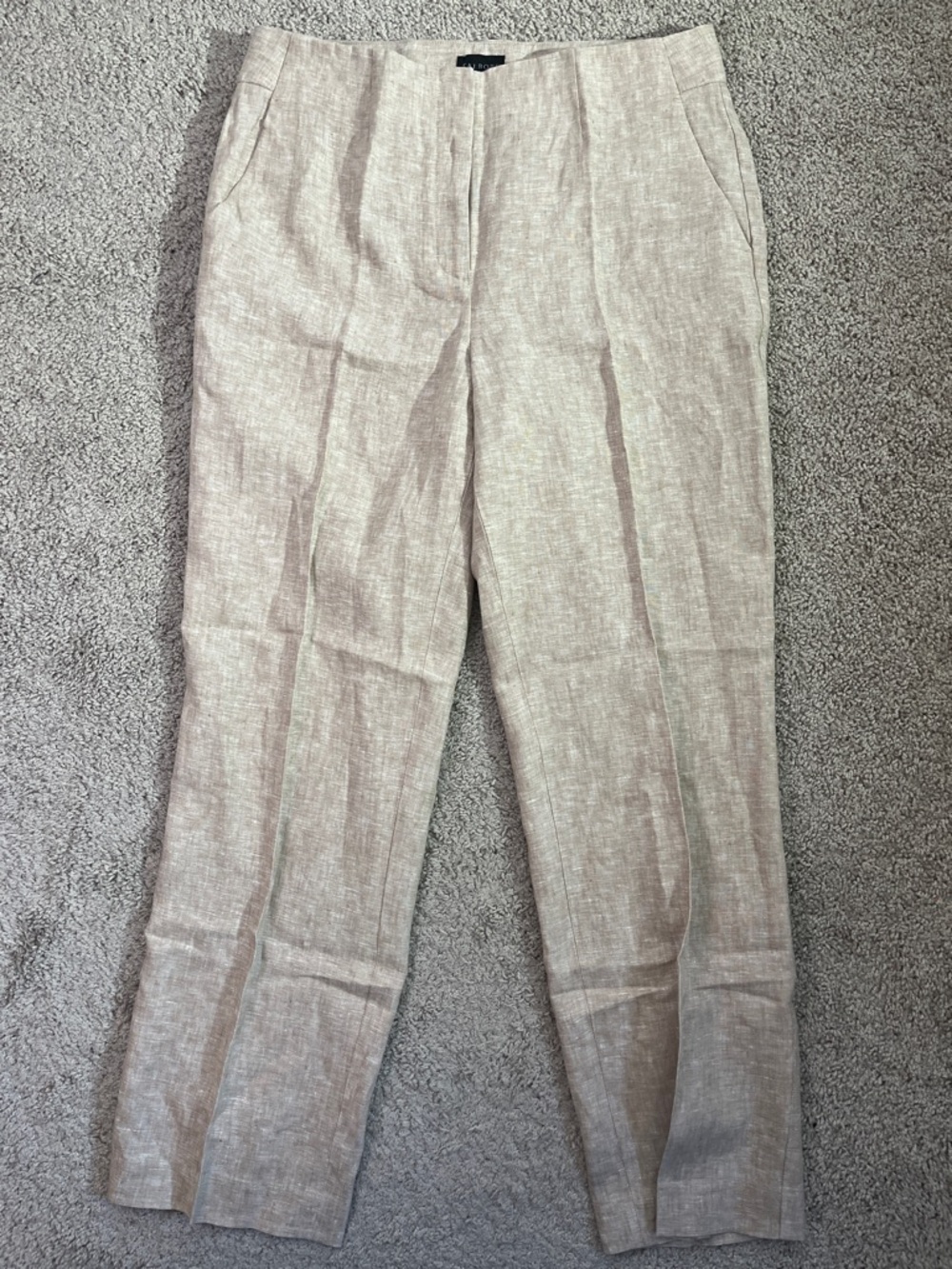 Talbots Tan Cream Linen Southampton Pant Size 10 NWT Straight Leg Full Length